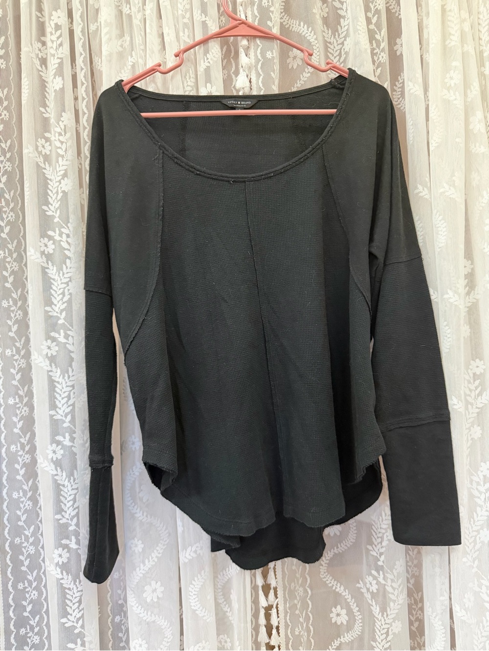 Lucky Brand Thermal Black Long-Sleeve Women's Top